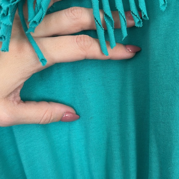 VINTAGE FRINGE DRESS WITH MATCHING BELT COTTON BLEND MADE IN USA - Picture 9 of 12